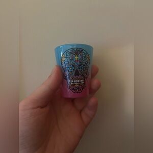 Pink & Blue Shotglass Shot Glass W/ Skull Design